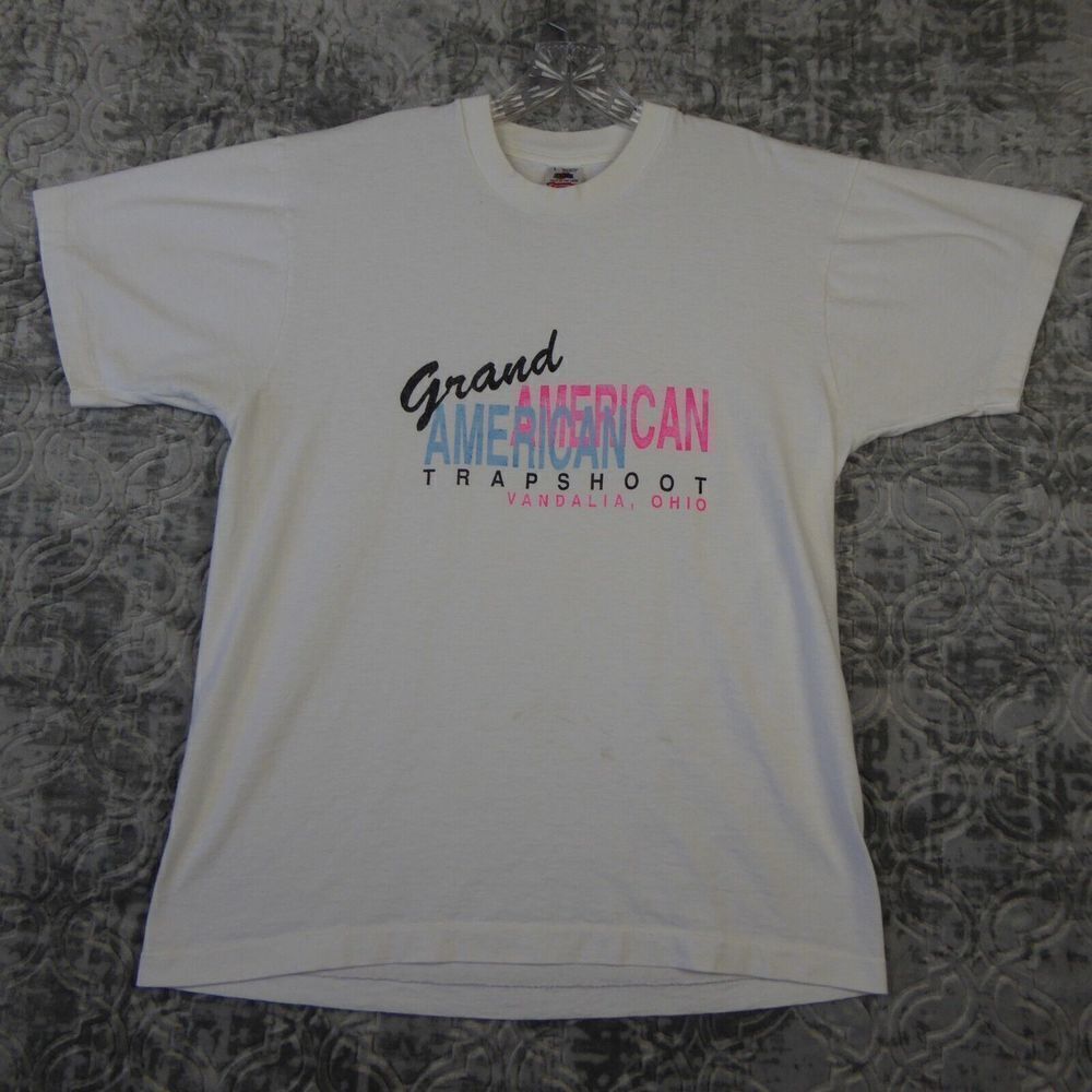 Vintage Trapshoot Shirt Mens Large White Grand American Ohio Sport Shooting
